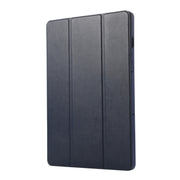 For Samsung Galaxy Tab S10 FE /  S9 3-Fold Pure Color TPU Leather Tablet Case with Pen Slot(Dark Blue)
