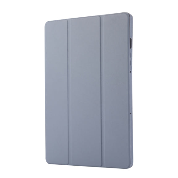 For Samsung Galaxy Tab S9 3-Fold Pure Color TPU Leather Tablet Case with Pen Slot(Lavender)