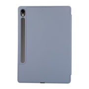 For Samsung Galaxy Tab S9 3-Fold Pure Color TPU Leather Tablet Case with Pen Slot(Lavender)