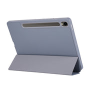 For Samsung Galaxy Tab S9 3-Fold Pure Color TPU Leather Tablet Case with Pen Slot(Lavender)