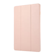 For Samsung Galaxy Tab S10 FE /  S9 3-Fold Pure Color TPU Leather Tablet Case with Pen Slot(Pink)