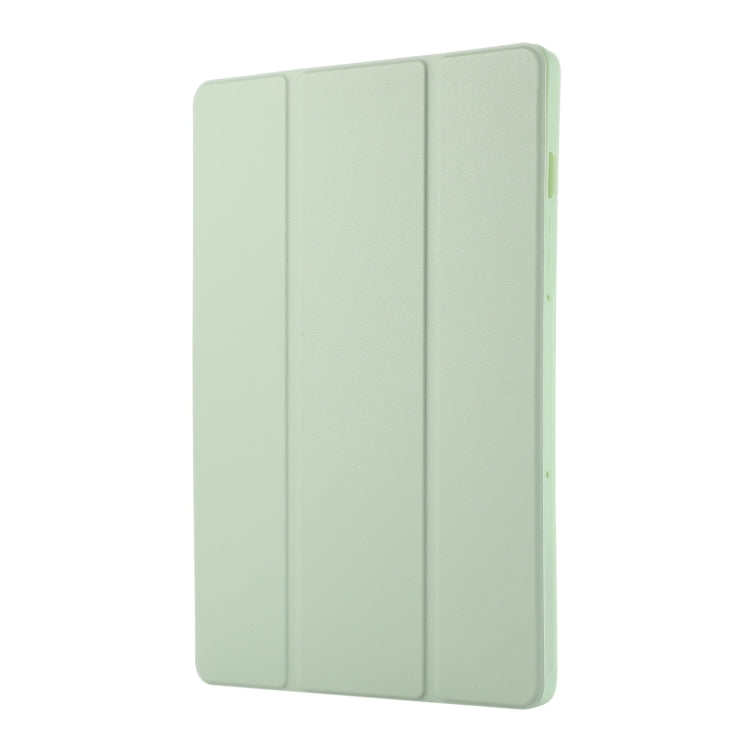 For Samsung Galaxy Tab S9 3-Fold Pure Color TPU Leather Tablet Case with Pen Slot(Green)