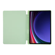 For Samsung Galaxy Tab S9 3-Fold Pure Color TPU Leather Tablet Case with Pen Slot(Green)