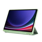 For Samsung Galaxy Tab S9 3-Fold Pure Color TPU Leather Tablet Case with Pen Slot(Green)