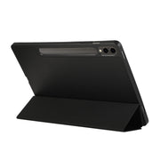 For Samsung Galaxy Tab S9+ 3-Fold Pure Color TPU Leather Tablet Case with Pen Slot(Black)