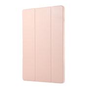 For Samsung Galaxy Tab S9+ 3-Fold Pure Color TPU Leather Tablet Case with Pen Slot(Pink)