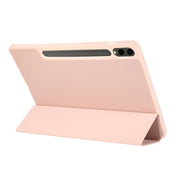 For Samsung Galaxy Tab S9+ 3-Fold Pure Color TPU Leather Tablet Case with Pen Slot(Pink)