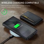 For Samsung Galaxy S24 Ultra 5G DG.MING M5 Series Zip RFID Multi Card Detachable Leather Phone Case(Black)