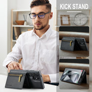 For Samsung Galaxy S24 Ultra 5G DG.MING M5 Series Zip RFID Multi Card Detachable Leather Phone Case(Black)