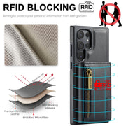 For Samsung Galaxy S24 Ultra 5G DG.MING M5 Series Zip RFID Multi Card Detachable Leather Phone Case(Black)