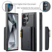 For Samsung Galaxy S24 Ultra 5G DG.MING M5 Series Zip RFID Multi Card Detachable Leather Phone Case(Black)
