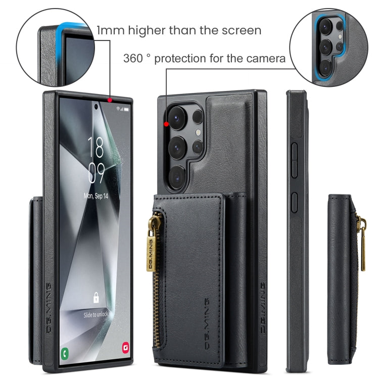 For Samsung Galaxy S24 Ultra 5G DG.MING M5 Series Zip RFID Multi Card Detachable Leather Phone Case(Black)