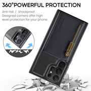 For Samsung Galaxy S24 Ultra 5G DG.MING M5 Series Zip RFID Multi Card Detachable Leather Phone Case(Black)