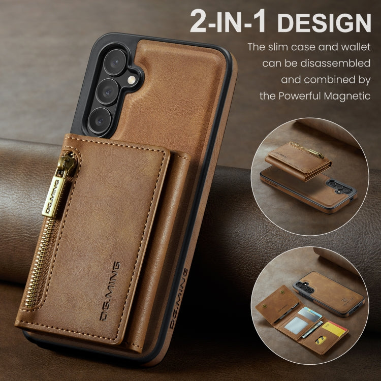 For Samsung Galaxy S24+ 5G DG.MING M5 Series Zip RFID Multi Card Detachable Leather Phone Case(Brown)
