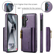 For Samsung Galaxy S24+ 5G DG.MING M5 Series Zip RFID Multi Card Detachable Leather Phone Case(Purple)
