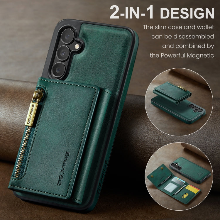 For Samsung Galaxy S24+ 5G DG.MING M5 Series Zip RFID Multi Card Detachable Leather Phone Case(Green)