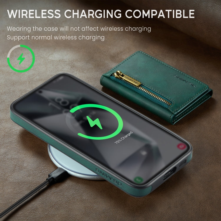 For Samsung Galaxy S24+ 5G DG.MING M5 Series Zip RFID Multi Card Detachable Leather Phone Case(Green)