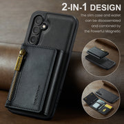 For Samsung Galaxy S24 5G DG.MING M5 Series Zip RFID Multi Card Detachable Leather Phone Case(Black)