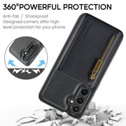 For Samsung Galaxy S24 5G DG.MING M5 Series Zip RFID Multi Card Detachable Leather Phone Case(Black)
