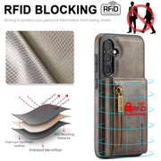 For Samsung Galaxy S24 5G DG.MING M5 Series Zip RFID Multi Card Detachable Leather Phone Case(Coffee)