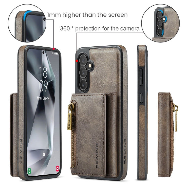 For Samsung Galaxy S24 5G DG.MING M5 Series Zip RFID Multi Card Detachable Leather Phone Case(Coffee)