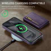 For Samsung Galaxy S24 5G DG.MING M5 Series Zip RFID Multi Card Detachable Leather Phone Case(Purple)
