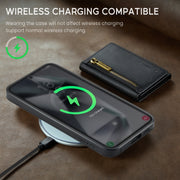 For Samsung Galaxy S24 FE 5G DG.MING M5 Series Zip RFID Multi Card Detachable Leather Phone Case(Black)