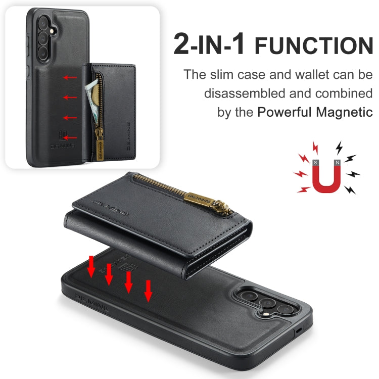 For Samsung Galaxy S24 FE 5G DG.MING M5 Series Zip RFID Multi Card Detachable Leather Phone Case(Black)