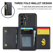 For Samsung Galaxy S24 FE 5G DG.MING M5 Series Zip RFID Multi Card Detachable Leather Phone Case(Black)