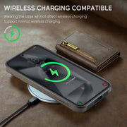 For Samsung Galaxy S24 FE 5G DG.MING M5 Series Zip RFID Multi Card Detachable Leather Phone Case(Coffee)