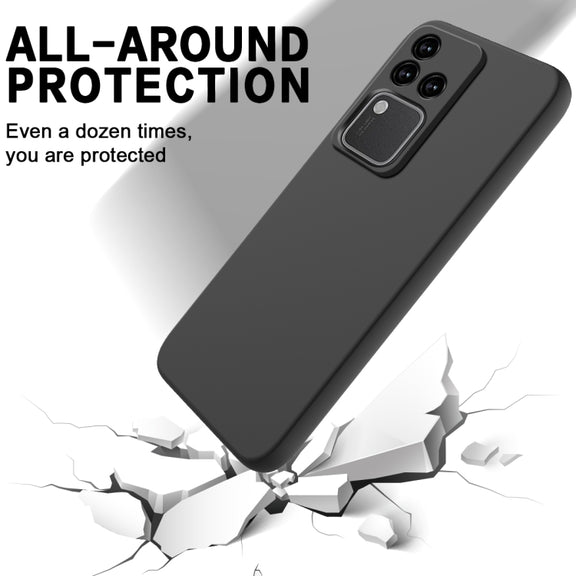 For vivo S18 / S18 Pro / V30 / V30 Pro Solid Color Liquid Silicone Dropproof Full Coverage Protective Case(Black)