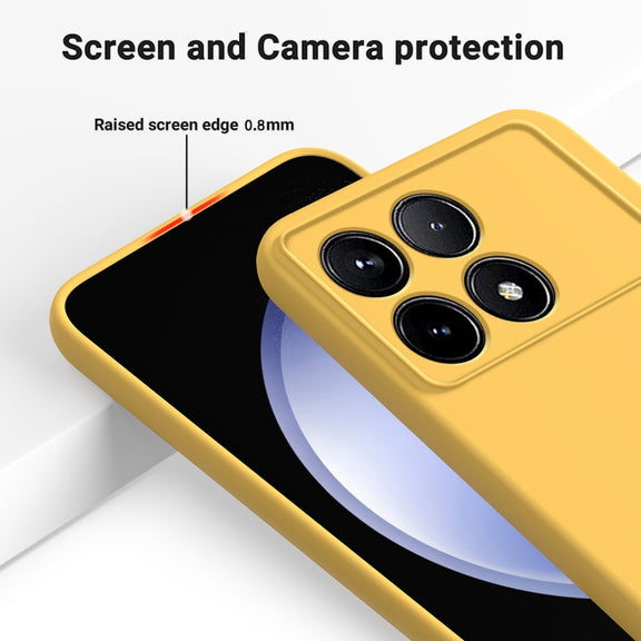 For Xiaomi Redmi K70/K70 Pro Solid Color Liquid Silicone Dropproof Full Coverage Phone Case(Yellow)
