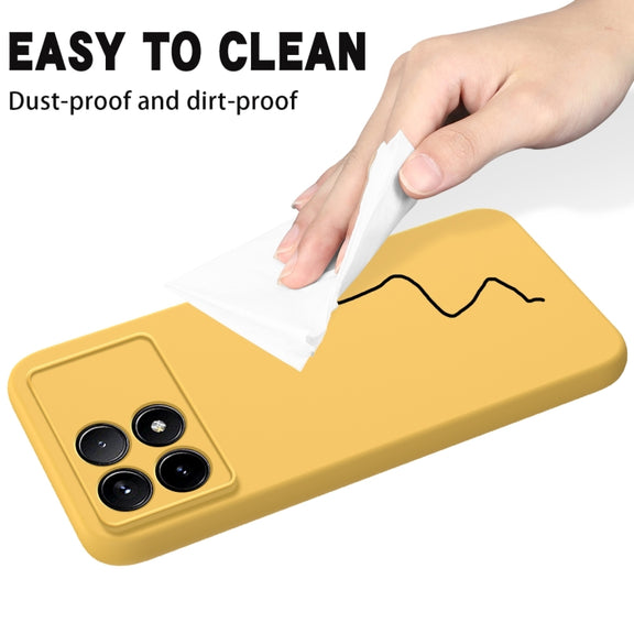 For Xiaomi Redmi K70/K70 Pro Solid Color Liquid Silicone Dropproof Full Coverage Phone Case(Yellow)