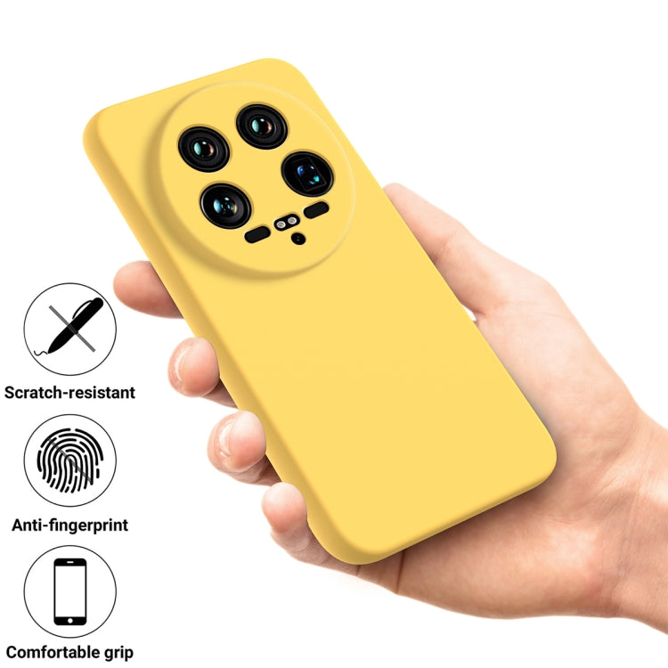 For Xiaomi 14 Ultra Solid Color Liquid Silicone Dropproof Full Coverage Phone Case(Yellow)