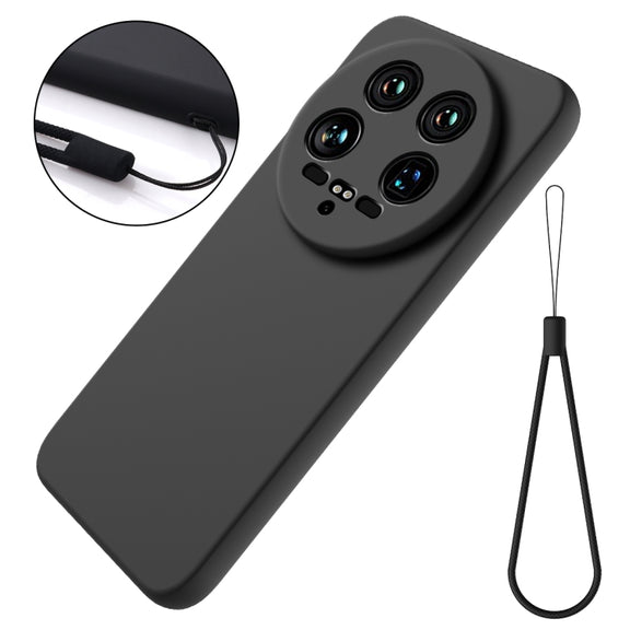 For Xiaomi 14 Ultra Solid Color Liquid Silicone Dropproof Full Coverage Phone Case(Black)