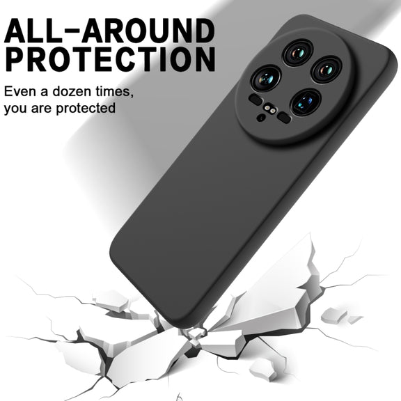 For Xiaomi 14 Ultra Solid Color Liquid Silicone Dropproof Full Coverage Phone Case(Black)