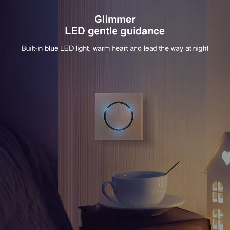 86mm Round LED Tempered Glass Switch Panel, Gray Round Glass, Style:Four Billing Control