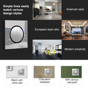 86mm Round LED Tempered Glass Switch Panel, Gray Round Glass, Style:Four Billing Control