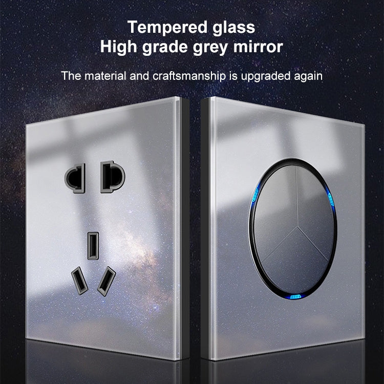 86mm Round LED Tempered Glass Switch Panel, Gray Round Glass, Style:Four Billing Control