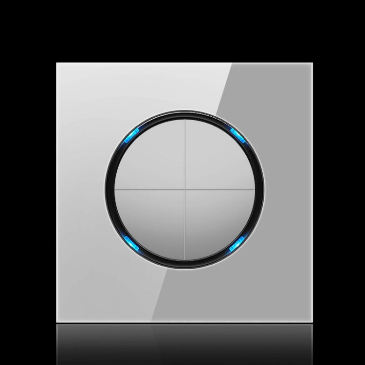 86mm Round LED Tempered Glass Switch Panel, Gray Round Glass, Style:Four Open Dual Control