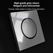 86mm Round LED Tempered Glass Switch Panel, Gray Round Glass, Style:Four Open Dual Control