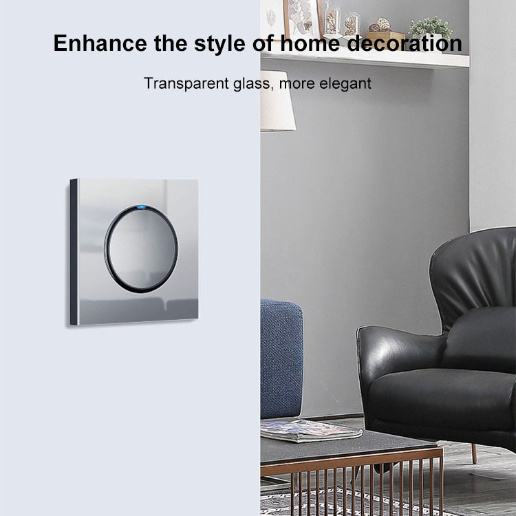 86mm Round LED Tempered Glass Switch Panel, Gray Round Glass, Style:One Open Multiple Control