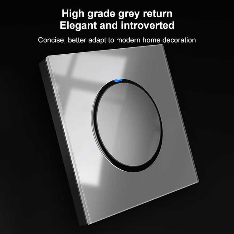 86mm Round LED Tempered Glass Switch Panel, Gray Round Glass, Style:One Open Multiple Control