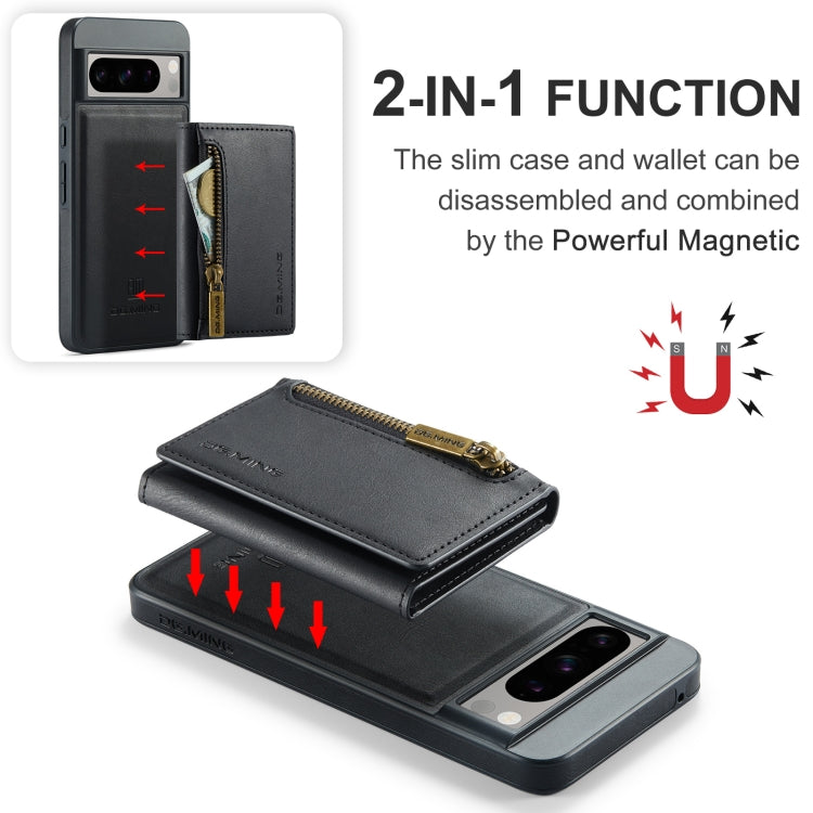For Google Pixel 8 Pro DG.MING M5 Series Zip RFID Multi Card Detachable Leather Phone Case(Black)