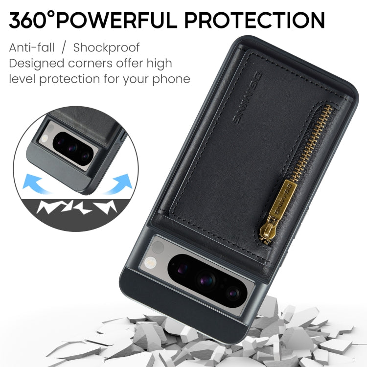 For Google Pixel 8 Pro DG.MING M5 Series Zip RFID Multi Card Detachable Leather Phone Case(Black)