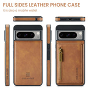 For Google Pixel 8 Pro DG.MING M5 Series Zip RFID Multi Card Detachable Leather Phone Case(Brown)