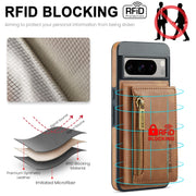 For Google Pixel 8 Pro DG.MING M5 Series Zip RFID Multi Card Detachable Leather Phone Case(Brown)