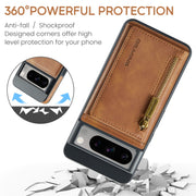For Google Pixel 8 Pro DG.MING M5 Series Zip RFID Multi Card Detachable Leather Phone Case(Brown)