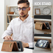 For Google Pixel 8 Pro DG.MING M5 Series Zip RFID Multi Card Detachable Leather Phone Case(Brown)