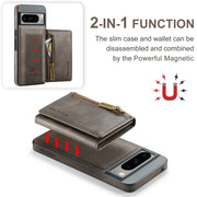 For Google Pixel 8 Pro DG.MING M5 Series Zip RFID Multi Card Detachable Leather Phone Case(Coffee)